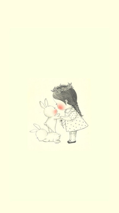 #头像##兔子#又找到这种麻花辫小女孩和兔子的图片♥♥♥