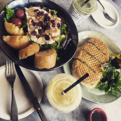 Ricotta cheese salad + mushroom panini. 夏天快来了, 想吃的健康一点!