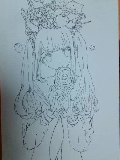 动漫女孩 手绘