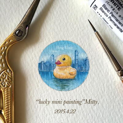 【lucky mini painting】Day4.22 迷你画大黄鸭来啦~还记得去年一直特别火的大黄鸭吗~真的很可爱~[太开心] 尺寸27*27mm