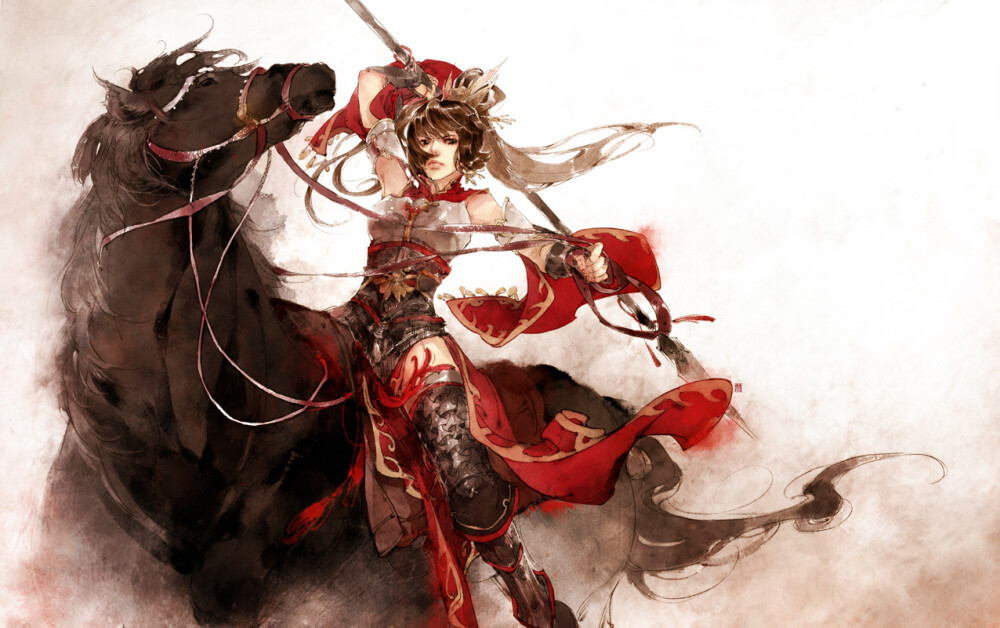 伊吹五月 古风 原创 剑三 天策 手绘 插画