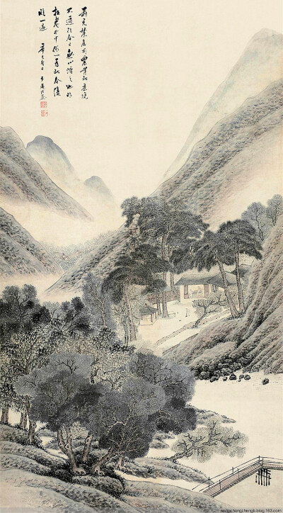 张崟 ：字宝厓（一作宝岩），号夕庵，晚号且翁。所居曰饮淥草堂,丹徒（今江苏镇江）人。贡生。自坤子，与从兄铉俱以诗画著名。花卉、竹石、佛像皆工，而尤擅山水。幼年见同邑潘恭寿画仿文征明，悦而效之；既而改宗沈…