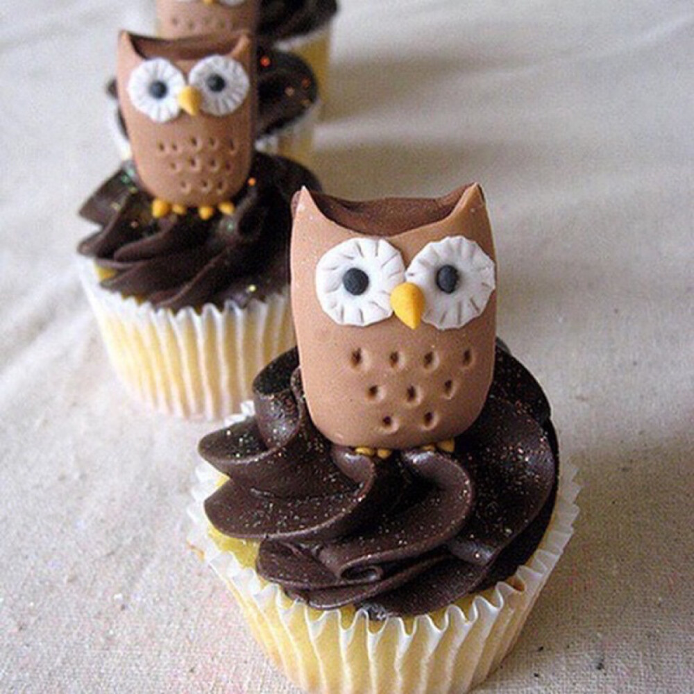 猫头鹰巧克力杯子蛋糕甜点美食