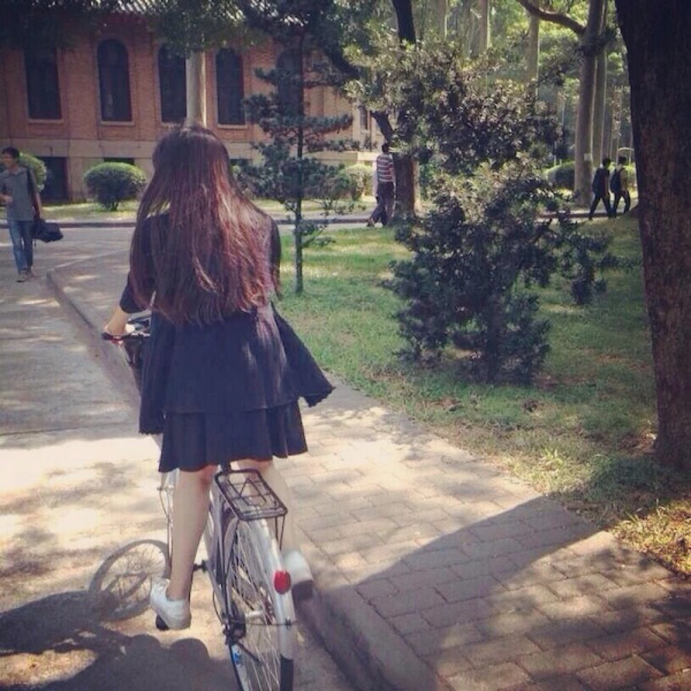 骑单车的女孩背影图片
