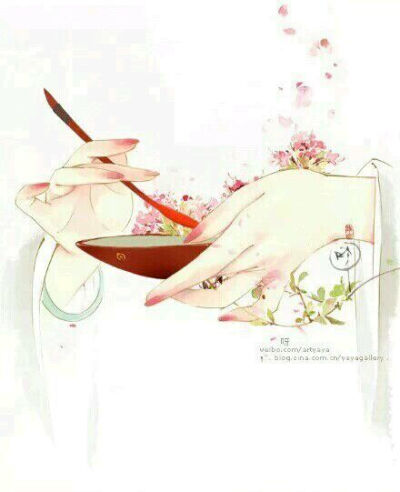 一组唯美关于手的古风插画