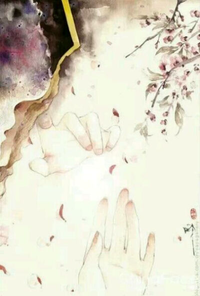 一组唯美关于手的古风插画