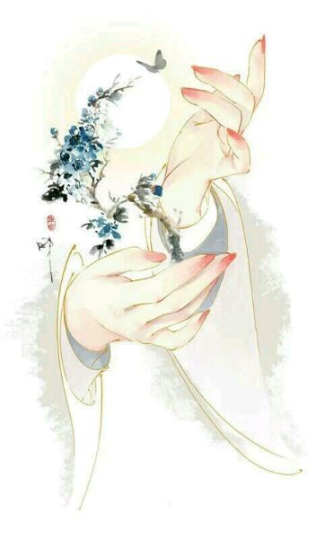 一组唯美关于手的古风插画