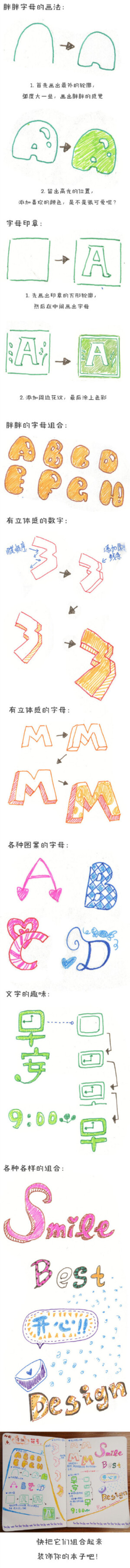 简笔画-手账字母画法.出自-飞乐鸟.