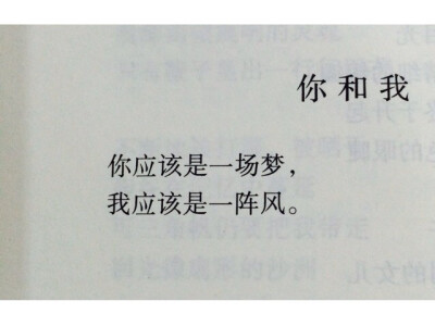 你和我，就是风马牛不相及，就是平行线就是一场梦