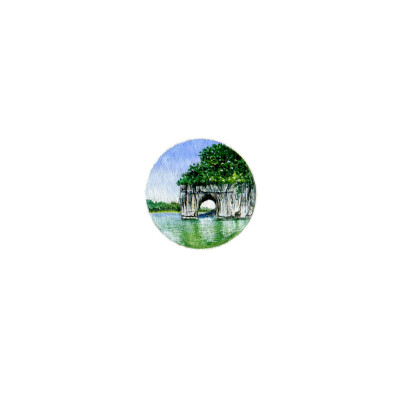 【lucky mini painting】[心]Day4.28 桂林山水～象鼻山 Guilin landscape 山因为酷似一只站在江边豪饮甘泉的巨象而得名[带着微博去旅行][得意地笑]迷你画size：27*27mm