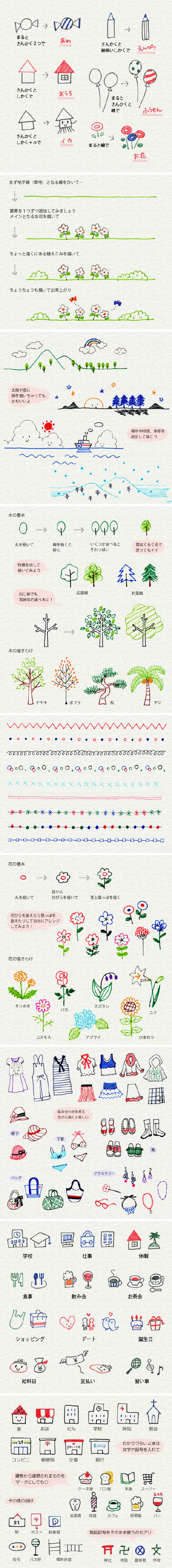 日系超萌简笔画小素材，手帐必备。