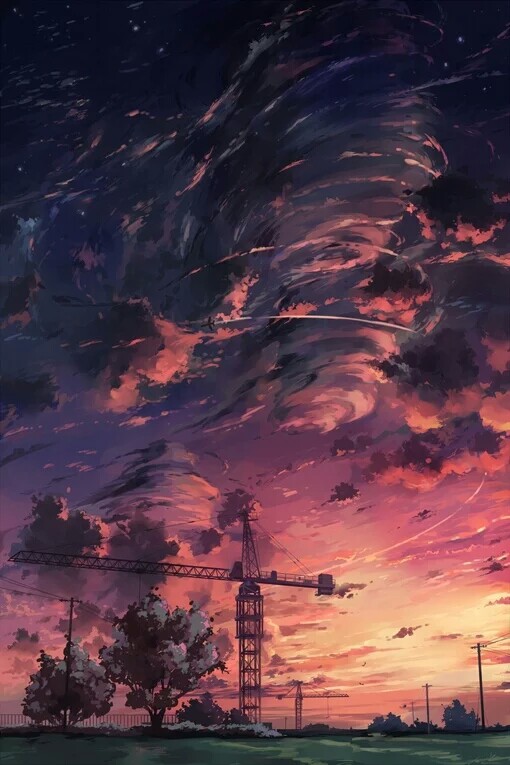 二次元,落日晚霞