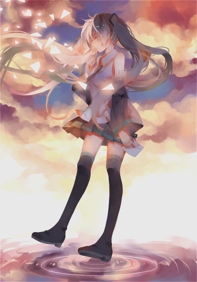 初音，创意美图， 每一张都能打动你心，，少女，动漫插画， 温暖舒适的手绘插画，非美不爱，色彩淡雅唯美插画人物手绘上色