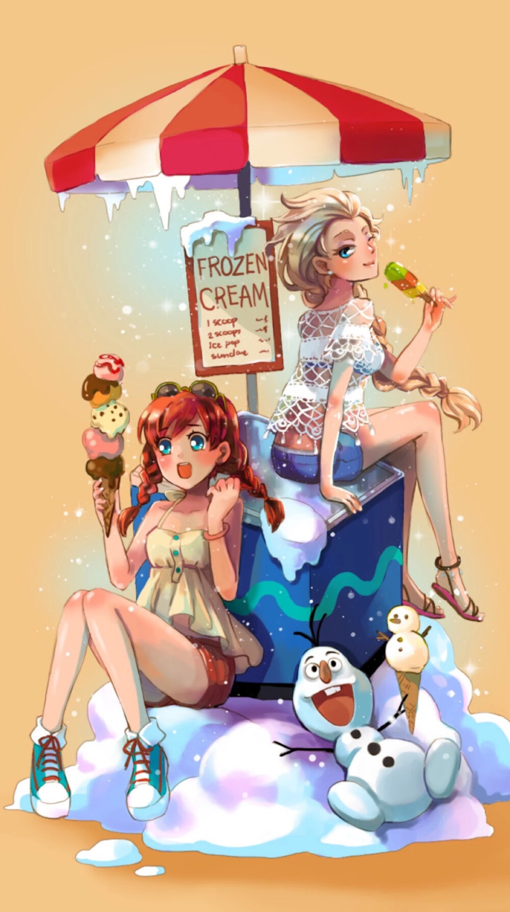 冰雪奇缘frozen姐妹elsaanna雪宝