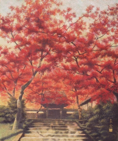 画作出彩.大多数是唯美风景画.出自个人很喜欢的一位日本水彩画家-福井良宏.