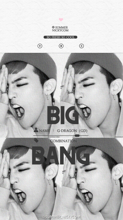 G-DRAGON权志龙#Bigbang#原创高清壁纸#微博SUMMER_NICKYCOM#锁屏桌面#黑白