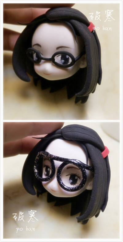 粘土娃娃☞上下两张图哪个眼镜比较好看？
