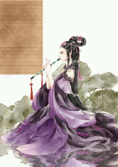 唯美古风人物涂鸦 色彩手绘 铅笔 彩铅 插画 艺术