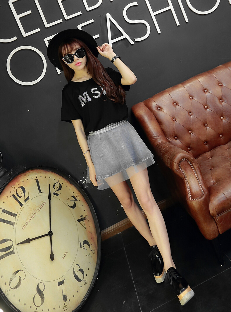 http://www.easyju.cn/mixin416/p_680176.action 2015欧洲站半身裙牛仔网纱拼接大摆型女装百搭半身裙夏季