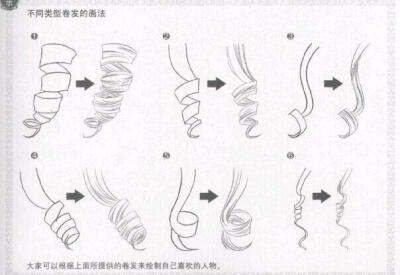 不同类型卷发画法