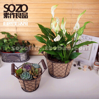 sozo素作良品/铁丝棉麻园艺盆栽多肉观叶植物组合套装/圣诞礼物；母亲节礼物；更多新品尽在淘宝店铺：素作良品