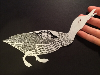 剪纸鸭子--美国 Maude White 剪纸作品