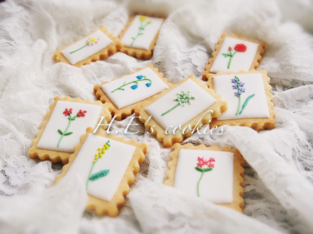 H.E's cookies糖霜饼干—花草邮票