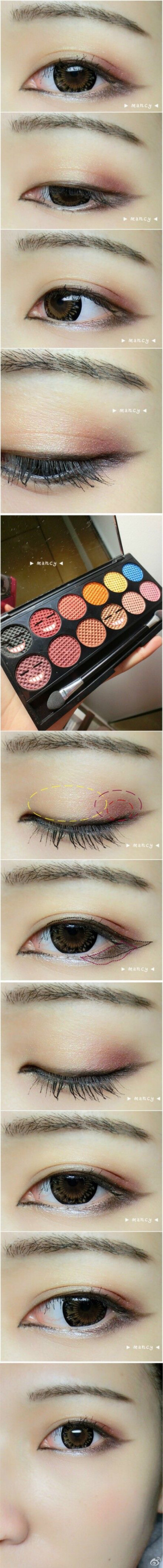 酒红色眼妆 红棕色眼影 eye makeup 彩妆教程 化妆