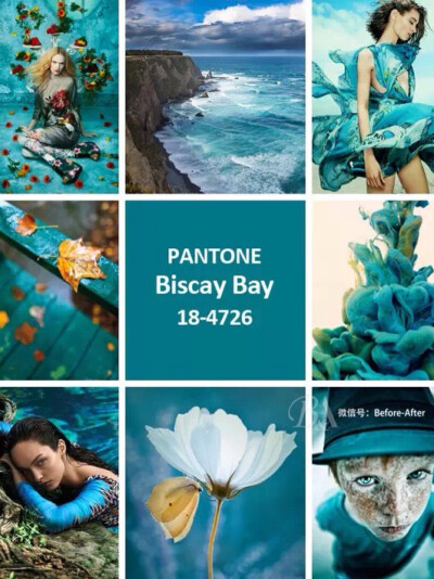 Biscay Bay 比斯开湾蓝看上去并不陌生，它是一种浓郁又优雅的蓝绿色，像是海边翻滚的清爽海浪。冷酷自信的比斯开湾蓝结合了蓝色的宁静与绿色的活力，它有一种热带海洋的感觉，带我们来到欢快愉悦的海湾。