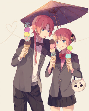 #银魂#夜兔兄妹VS小总，三只在一起的画面哈哈哈，好棒id=6084786