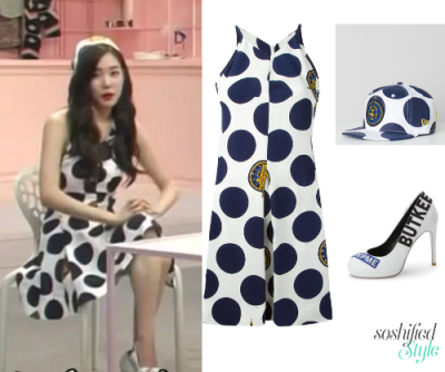 Kenzo: Dots &amp;amp; Logo Dress @ farfetch.com $511 Kenzo x New Era: Dots &amp;amp; Logo Cap @ kenzo.com €45 Suecomma Bonnie: Keep Me Pumps @ suecommabonnie.com ￦348,000