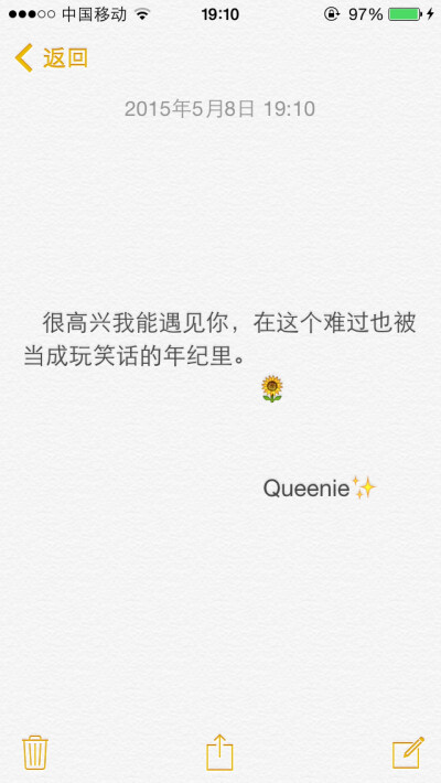 备忘录文字。很高兴我能遇见你，在这个难过也被当成玩笑话的年纪里。