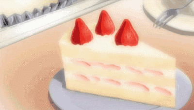 二次元 美食食物 甜点下午茶 草莓奶油蛋糕 动图gif 动漫