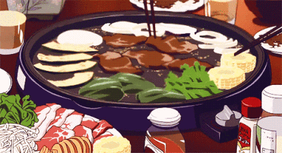 二次元 卡通 日本 手绘 美食食物 烧烤烤肉 动漫动图gif 吃货福利 肉食主义(๑•̀ㅂ•́)و✧