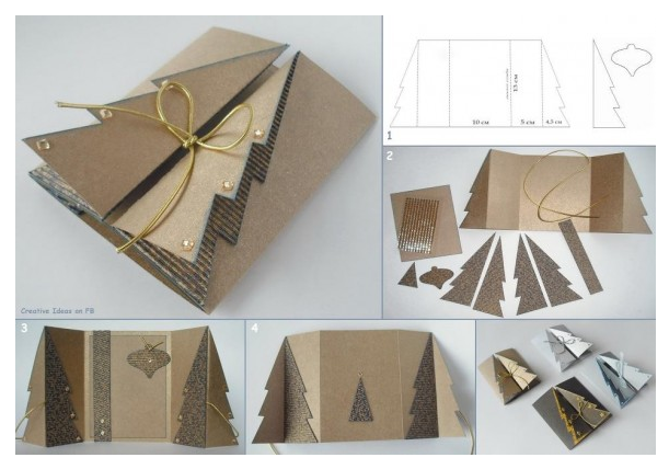 How to DIY Christmas Tree Greeting Card from Cardboard