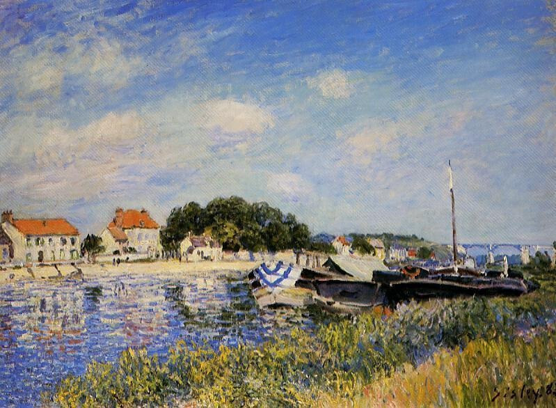 阿尔弗莱德·西斯莱（Alfred Sisley，1839-1899）1839年出生在巴黎；但其父母都是英国人，西斯莱的父亲由于经商成功，西斯莱自幼就在优越的家庭环境中成长。幼年时的西斯莱是在巴黎渡过的，十八岁时西斯莱遵循父亲的期望前往伦敦习商四年，回来后在一家商行工作。可是他却喜欢钻研文学和绘画，他研究莎士比亚、透纳和康斯泰布尔。