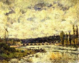 阿尔弗莱德·西斯莱（Alfred Sisley，1839-1899）1839年出生在巴黎。对于晴朗天空的刻画，云朵都镶着金色的阳光。