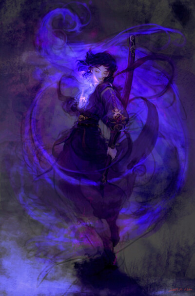 huaban 二次元 唯美 意境 壁纸 插画