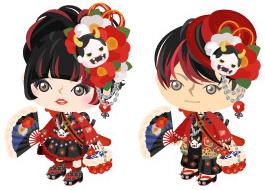 Ameba pigg 201402 山茶花和服朋克套装