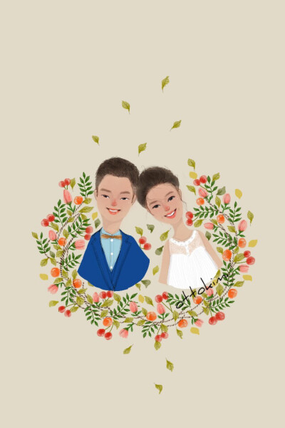 【新作•Fan：“这个月，我和王先生结婚一周年噜～这幅小作品想作为wedding anniversary gift 送给他！还有呀，我们的蜜月宝宝也会在今年九月降生…呀比！】