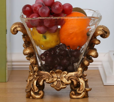 橡树庄园 美式古典水果盘摆件 高档进口透明树脂干果盘餐桌装饰品