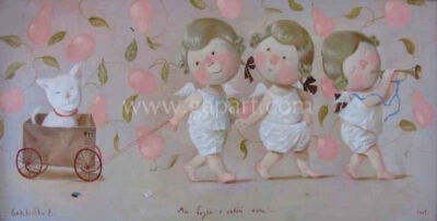 来自乌克兰插画家。Eugene Gapchinska的一组手绘儿童插画，她创作了许许多多粉红色皮肤的可爱小孩，一同分享给大家。