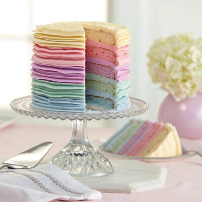 彩虹 千层蛋糕 甜点 美食