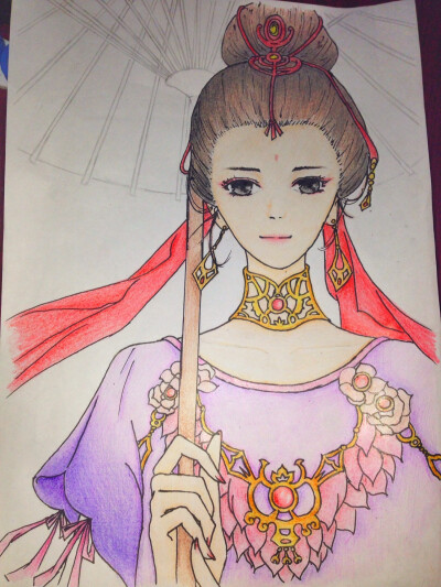 古风 美女 手绘 插画 壁纸