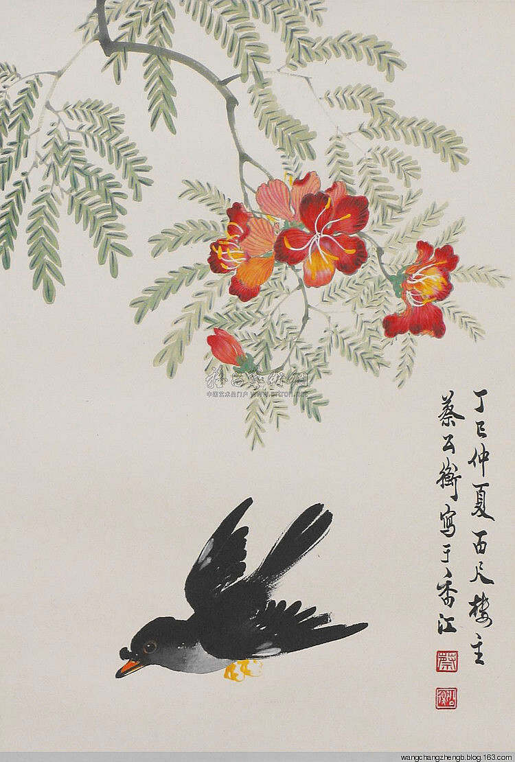 蔡公衡（1922-1978）：近现代画家，字木量，号绍度，广东揭阳人。毕业于南中美术学院及岭南艺苑。山水承岭南画派创始人高剑父真传：花鸟虫兽则得赵少昂、赵祟正两先生指授，有“全能画家”、“香港画坛一巨擎”等盛誉。其人品高洁，“发扬真艺，弘扬国粹”。让世界了解中国和中国文化艺术，为此做出了不懈的努力和贡献，获得了中外无数的美誉。蔡公衡之画，除了尽得中国传统笔墨画与岭南派之精华外，更集唐宋国画名家优点于一身，专心钻研，追求传统的画技和画论做到了登峰造极，故成为别树一格之名家。