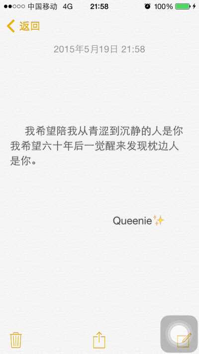 备忘录文字✨我希望陪我从青涩到沉静的人是你 我希望六十年后一觉醒来发现枕边人是你。