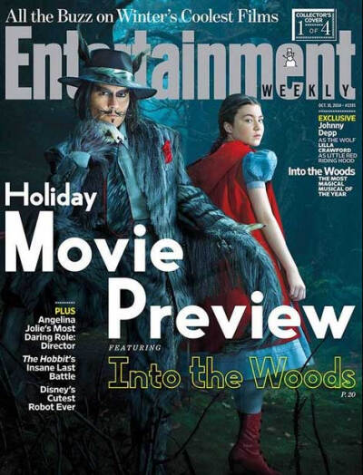 《魔法黑森林》（Into the Woods）于2014年12月25日上映，是由迪士尼电影公司出品的歌舞电影，涉及多个童话故事。约翰尼饰演“小红帽”故事部分的大灰狼。