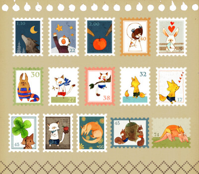（邮票系列）邮票 收藏 美图 插画 原创 动物 作者：タキ