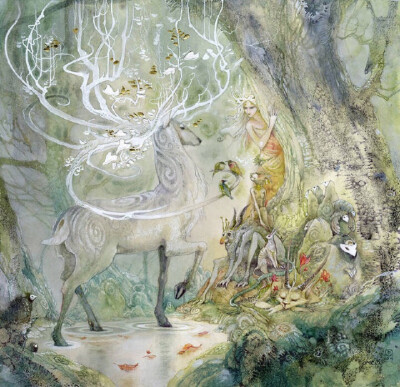 痴迷于神话的艺术家 Stephanie Law 的水彩画，充满各种奇幻的场景，她的画风独特，气势庞大，奇幻色彩鲜明。