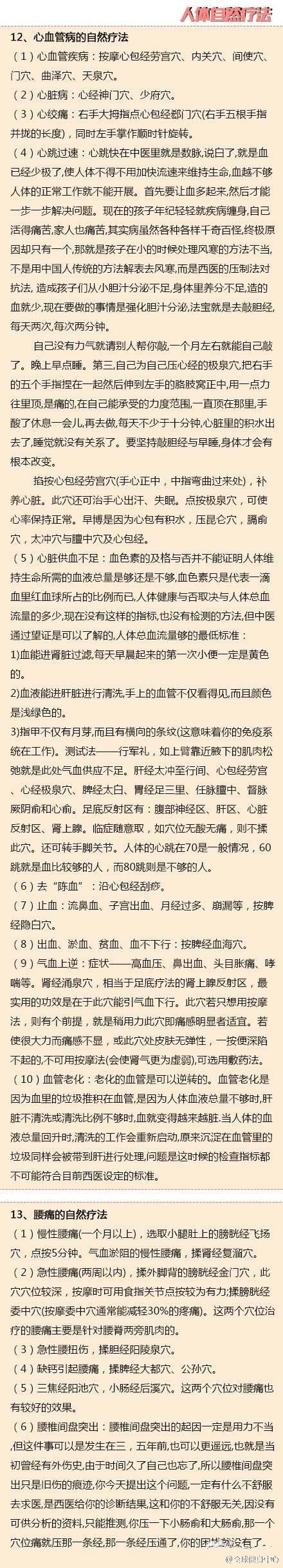 史上最全的人体自然疗法，中医教你治疗各种病痛，太有用了~